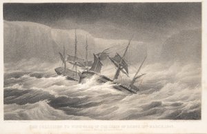 The Collision, from Voyage of Discovery and Research in th Southern and Antarctic Regions by Captain Sir James Clark Ross, pub. 1847 (rytina) od English School