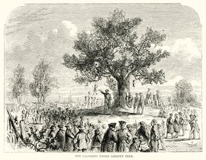 Kolonisté pod Liberty Tree (rytina) od English School