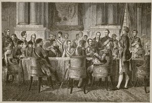 Vídeňský kongres, ilustrace z Cassells Illustrated History of England (sépiová fotografie) od English School
