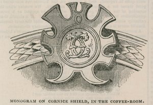 The Conservative Clubhouse: Monogram of the Club on Cornice Shield v kavárně od English School