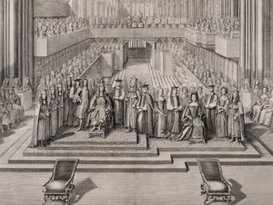 Korunovace krále Jakuba II. (1633-1701) a jeho druhé manželky Marie z Modeny (1658-1718) 1685 od English School