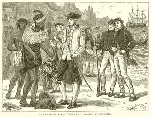 Posádka H.M.S. Bounty Landing v Otaheite od English School