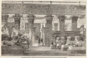 Křišťálový palác: Vstup do egyptského dvora z lodi u Avenue of Lions od English School