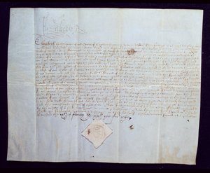 Rozsudek smrti Thomase Howarda, 4. vévody z Norfolku, podepsaný královnou Alžbětou I., 1572 (inkoust na pergamenu) od English School
