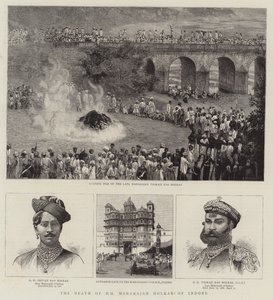 Smrt HH Maharajah Holkar z Indore (rytina) od English School