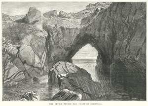 Ďáblova pánev Cornwallské pobřeží (rytina) od English School