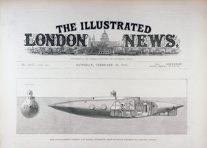 Ponorka Nautilus, pracující na elektrický pohon, z The Illustrated London News, 26. února 1887. od English School