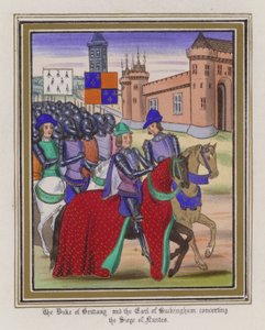 Vévoda z Bretaně a hrabě z Buckinghamu na koncertě The Siege Of Nantes (barevná rytina) od English School