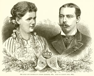 Vévoda a vévodkyně z Albany (ženatý, 1882. Vévoda z Albany zemřel, 1884) od English School
