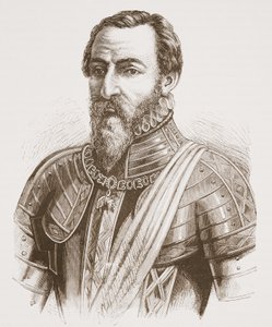 Vévoda z Alvy (z portrétu od Tiziana), ilustrace z Dějin protestantismu od Jamese Aitkena Wylie (1808-1890), hospoda. 1878 od English School