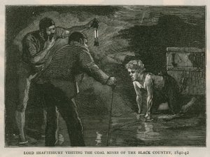 hrabě z Shaftesbury; návštěva uhelných dolů v Černé zemi, 1840-41; z The Graphic, 10. října 1885 od English School