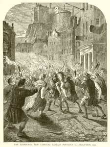 Edinburský dav nesoucí kapitána Porteouse na popravu, 1737 od English School