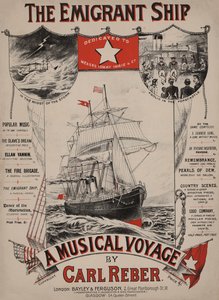 The Emigrant Ship, viktoriánský notový obal (barevná litografie) od English School