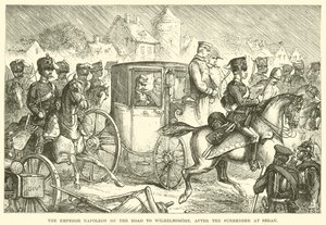 Císař Napoleon na cestě do Wilhelmshohe, po kapitulaci v Sedanu (rytina) od English School