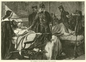 Císař na návštěvě u svých zraněných vojáků, květen 1871 od English School