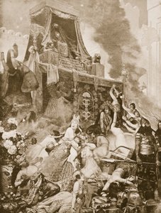 Pád Ninive, ilustrace z Hutchinsonovy Historie národů, cca 1910-15 od English School