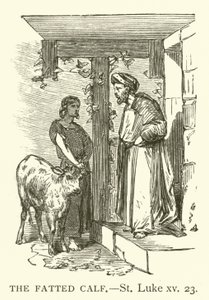 The Fatted Calf, St Luke, xv, 23 (rytina) od English School