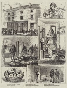 Fenian Dynamite Plot v Anglii, Tajná továrna na nitro-glycerin v Ledsam-Street, Birmingham (rytina) od English School