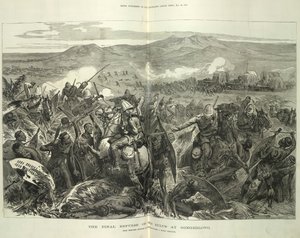 Konečné odražení Zulusů u Ginghilovo, z náčrtů poskytnutých podplukovníkem J. Northem Crealockem. Ilustrace z 