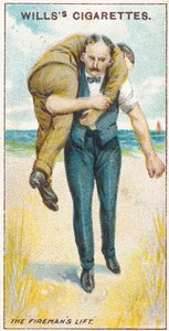 The Firemans Lift č. 2, č. 19 ze série karet Willss Cigarettes First Aid, 1913 od English School