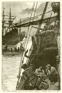 První anglická loď v Pacifiku: Drakes Golden Hind v Limě od English School