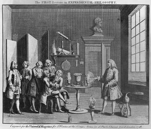 První přednáška z experimentální filozofie, vytištěno pro časopis Universal Magazine, 1748 od English School