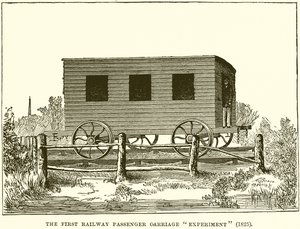 První experiment v železniční osobní přepravě (1825) od English School