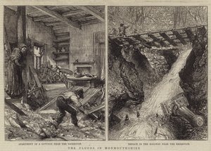 The Floods in Monmouthshire (rytina) od English School