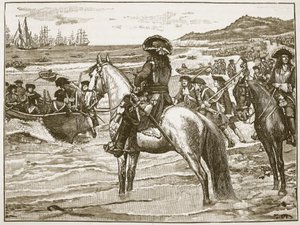 Francouzi ustupující z Torbay, ilustrace z Cassells Illustrated History of England (sépiová fotografie) od English School