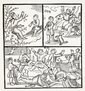 Fryar and the Boy, ilustrace z Chap-books of the Eighteenth Century od Johna Ashtona, pub. 1882 od English School
