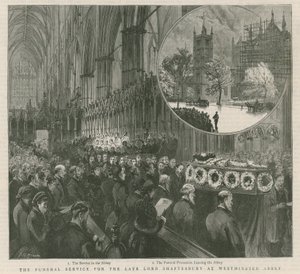Pohřební služba pro zesnulého lorda Shaftesbury ve Westminsteru od English School