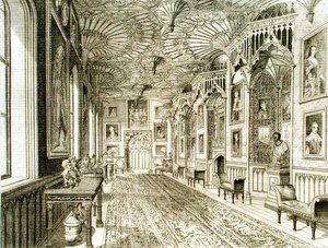 Galerie, vyrytá T. Morrisem, z „Popisu Strawberry Hill“ od Horace Walpolea od English School