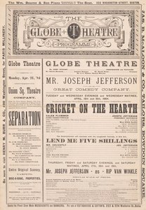 Program divadla Globe, 21. dubna 1884