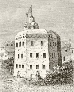 Divadlo Globe, Southwark, z knihy "The National and Domestic History of England" od Williama Hickmana Smithe Aubreyho (1858-1916) vydané v Londýně kolem roku 1890. od English School