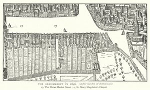 Grassmarket v roce 1646 (rytina) od English School