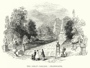 The Great Cascade, Chatsworth (rytina) od English School