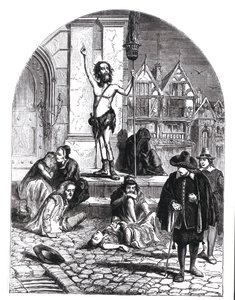 Velký mor z roku 1665, Nadšenec odsuzující Londýn (rytina) (černobílá fotografie) od English School