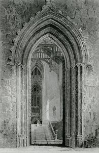 Velká západní hala vedoucí do Grand Saloon nebo oktagonu, Fonthill Abbey, 1824 od English School