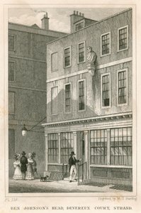 The Grecian Coffee House, Devereux Court, Strand, s bustou Bena Johnsona od English School