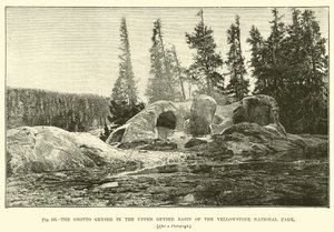 Gejzír Grotto v povodí horního gejzíru Yellowstonského národního parku od English School