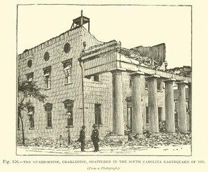 Strážný dům, Charleston, se rozbil při zemětřesení v Jižní Karolíně v roce 1886 od English School