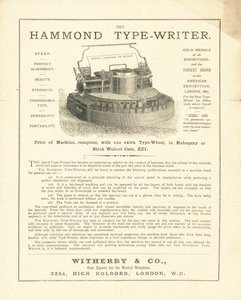 Hammond Type-Writer od Wetherby & Co, High Holborn, Londýn od English School