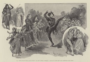 "Dům, který postavil Jack," v Opeře Comique, Dance of the Man celý potrhaný a roztrhaný (rytina) od English School