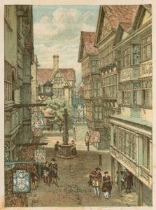 Mezinárodní výstava zdraví v South Kensington, 1884: stará londýnská ulice od English School