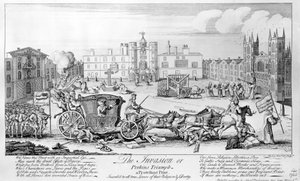 The Invasion or Perkins Triumph – protestantský tisk, vepsaný všem opravdovým milovníkům jejich náboženství a svobody, 1745 od English School