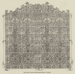 Železná brána, Burlington House, Londýn (rytina) od English School