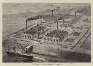 The Iron Ship-Building Yard (rytina) od English School