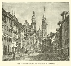 Karolinenstrasse a kostel svatého Vavřince od English School