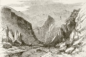 Průsmyk Khyber, z „Národní a domácí historie Anglie“ od Williama Hickmana Smith Aubrey (1858-1916), vydaný v Londýně, kolem roku 1890 od English School