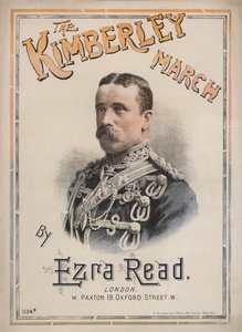 Kimberley March, obálka notového záznamu s portrétem generála Johna Frencha (barevné lito) od English School